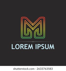 Logotipo comercial moderno usando a letra M em formato vetorial