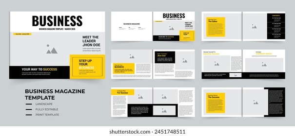 Modern Business Magazine template design landscape layout