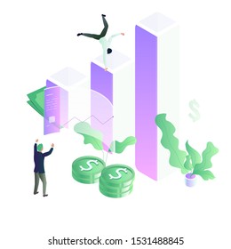Modern business man falling isometric illustration