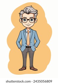 a modern business man in formal clothes. a full-length drawing. cartoon style. vector illustration