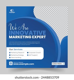 Modern Business Marketing Agency social media post template. Business promotional editable square banner.