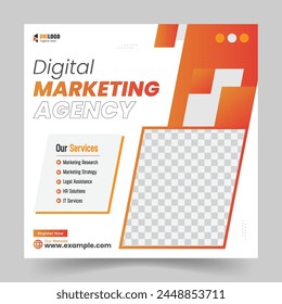 Modern Business Marketing Agency social media post template. Business promotional editable square banner.