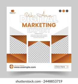 Modern Business Marketing Agency social media post template. Business promotional editable square banner.