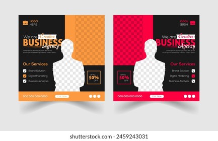 Modern business marketing webinar social media post template for online advertising.