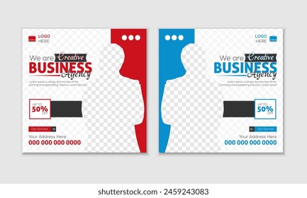 Modern business marketing webinar social media post template for online advertising.
