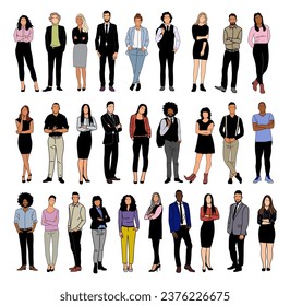 Modern business men and women vector set isolated.