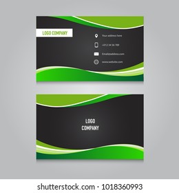 Modern business namecard black and green color design template, vector illustration.