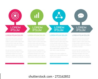 Modern business options banner: pink, blue, green, grey symbols. Vector template in modern style. For infographic, presentation, workflow layout, number options, step up options, web template.