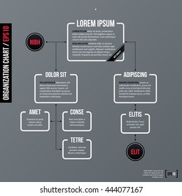 Modern business organization chart template on gray background. Neutral corporate style.