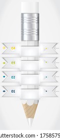 Modern business origami style options banner. White pencil. White infographic. Vector illustration. For workflow layout, diagram, number options, step up options, web design, infographics.