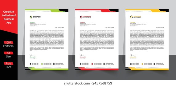 Modern business Pad creative design, corporate Letterhead template,  business identity