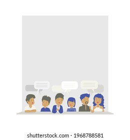Modern business people talking board, in some bar, great conversation, making a big deal, together in place, flat design character