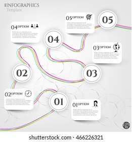 Modern, business poster with numbered labels, black simple icons, isolated on bright background