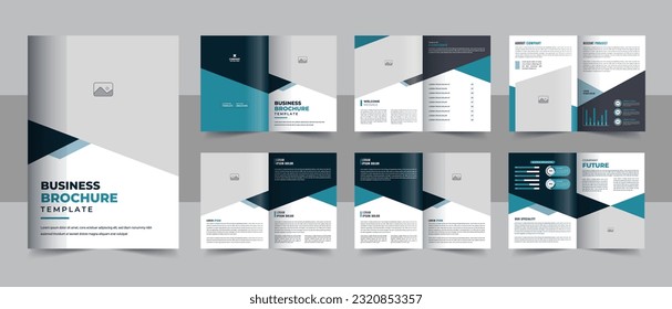 Modern business presentation guide brochure template with cover, back and inside pages, Trendy minimalist flat geometric business brochure design template