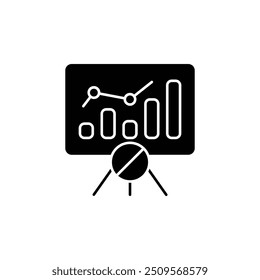 Icono moderno de presentación de negocios con gráfico de análisis de datos para informes Corporativas, estadísticas de mercado y materiales educativos: ideal para infografías, planificación estratégica y reuniones de Profesional