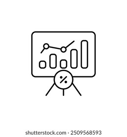 Modern Business Presentation Icon with Data Analysis Graph for Corporate Reports, Market Statistics, and Educational Materials - Ideal for Infographics, Strategy Planning, and Professional Meetings