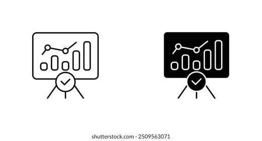 Ícones modernos de apresentação de negócios definidos com gráfico de análise de dados para relatórios corporativos, estatísticas de mercado e materiais educacionais - ideal para infográficos, planejamento de estratégia