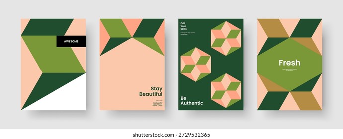 Layout de apresentação de negócios moderno. Modelo de Folheto Geométrico. Design de capa de livro isolado. Fundo. Estandarte. Relatório. Cartaz. Brochura. Revista. Caderno. Publicidade. Panfleto. Folheto. Acervo