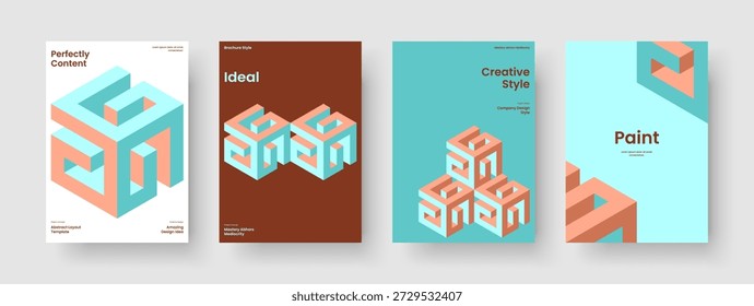 Modernes Präsentationslayout für Unternehmen. Geometrisches Buchdeckeldesign. Abstrakte Berichtsvorlage. Poster. Broschüre. Banner. Flyer. Hintergrund. Zeitschrift. Packungsbeilage. Notebook. Handzettel Portfolio. Journal