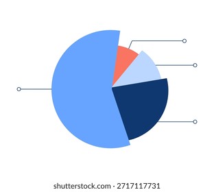 ícone de gráfico de pizza de apresentação empresarial moderno com efeito de vidro transparente. Elemento infográfico de negócios e finanças. Símbolo de visualização de dados moderno isolado no fundo branco. Ilustração vetorial