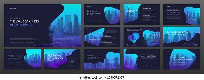 Modern business presentation templates set. Use for powerpoint presentation background, brochure design, website slider, landing page, annual report, company profile.