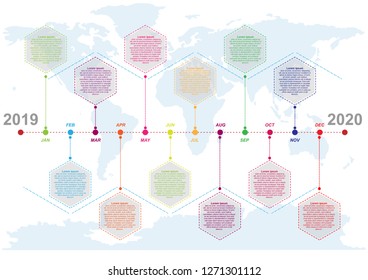 Modern business  process chart infographics template. Vector banner used for presentation and workflow layout diagram, web design. Monthly time infographic. Vector EPS10
