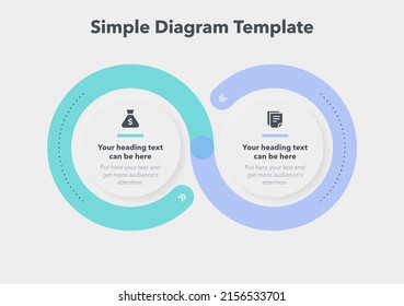 Modern business process diagram with 2 steps. Easy to use for your website or presentation.