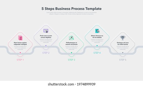 Modern business process template with 5 steps. Easy to use for your website or presentation.