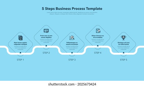 Modernes Business Process Template mit 5 Schritten - blaue Version. Einfache Nutzung für Ihre Website oder Präsentation.