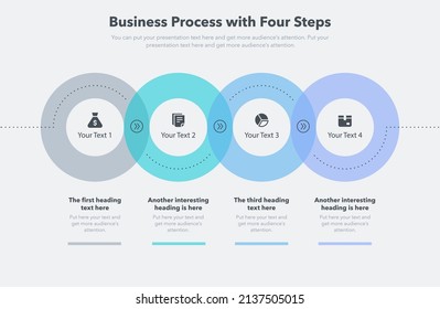 Modernes Business Process Template mit vier Schritten. Einfache Nutzung für Ihre Website oder Präsentation.