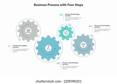 Modern business process template with four colorful steps. Simple flat template for data visualization.