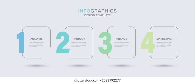 Infográficos de retângulo de negócios modernos consistindo de 4 estágios.