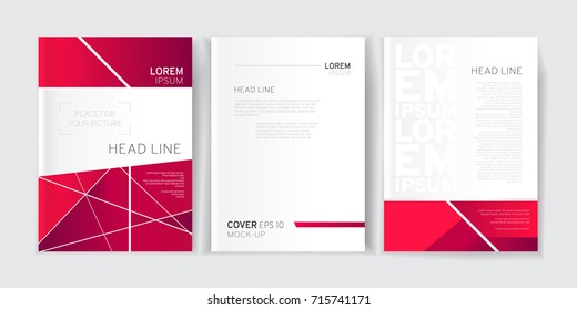 Modern business red gradient brochure, leaflet, flyer, cover template. Abstract colorful background lines, meshes, geometrical forms. Cover presentation, layout in A4 size.Vector illustration.