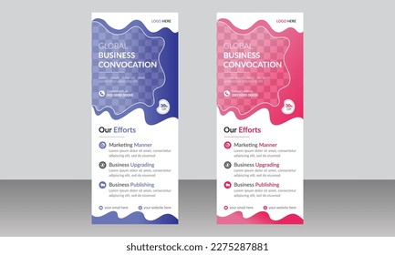 Modern Business Roll Up Banner design. Roll up Banner template, modern template, Two color, and modern design, perfect for creative professional Roll Up Banner Layout with Colorful Accents 2
