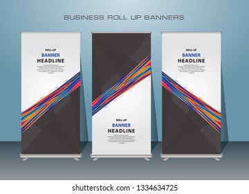 Modern Business Roll Up Banner. Standing Banner Design. Banner Template. Presentation and Brochure. Vector illustration