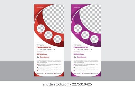 Modern Business roll up banner template design.