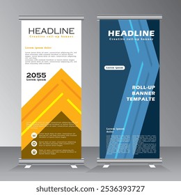 Modern Business Roll Up Banner Template for event, exhibition, welcome, party, presentaion, confrence, company, project, new year, promotion, campus, university, Standee Design. Banner Template.