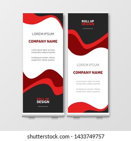 Modern Business Roll Up. Presentation template, red brochure or flyer, vertical banner design, cover geometric background, modern publication layout