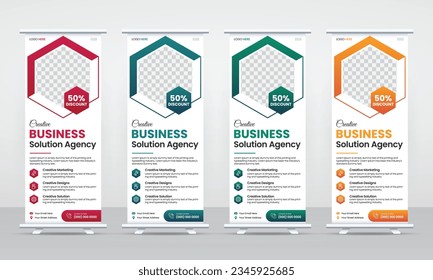 Modelo de diseño de portada de pancartas x retráctil estándar en estilo corporativo con formas geométricas para promoción de publicidad de marketing, conjunto de diseño de vector editable