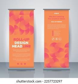 Modern Business Roll Up. Standee Design. Banner Template. Presentation and Brochure. Geometric x-banner and flag-banner advertising. Vector illustration.