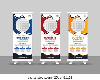 Modelo moderno de design de banner roll-up de negócios com pacote de variação de duas cores | Banner de acúmulo de empresas corporativas.