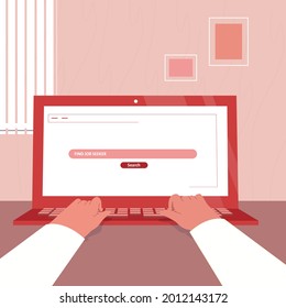 Modern Business Saudi Man working with the laptop. Work desk in the office. Search Job Platform. modern Artwork.