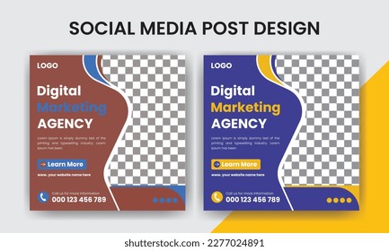 Modern business social media post design bundle or ads promotional template 
