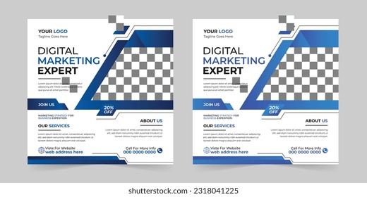 Modern Business social media post, Digital marketing agency Corporate banner promotion ads sales and discount banner vector template design.