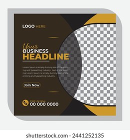 Modern business social media post design, creative ellipse shapes, With black background