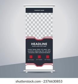  modern business stand banner with creative red shapes