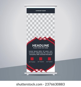  modern business stand banner with creative red shapes