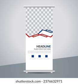  modern business stand banner with creative blue and red shapes