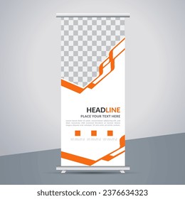  modern business stand banner with creative orange shapes