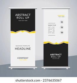 Modern business stand banner with creative yellow and black shapes